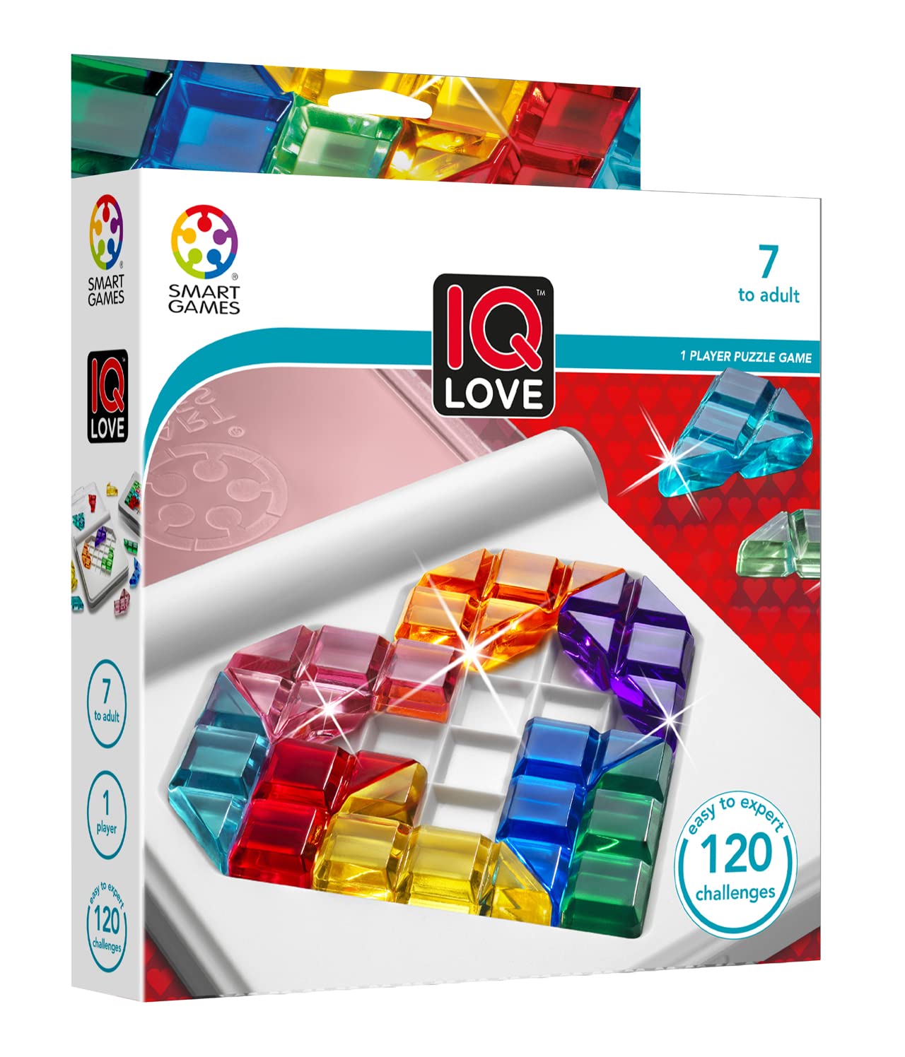 SmartGames IQ Love Travel Puzzle Game - 120 Challenges for Ages 7+, Multi-color, Model SG 302US