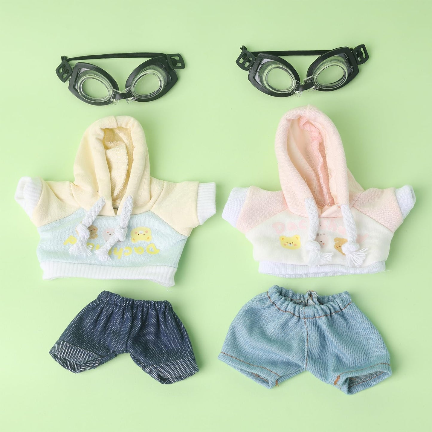 17cm Clothes Set(NO Doll)  Fashion Jeans & Unique Hoodie Dress-up Set  Handmade Clothing Designed for 17cm Doll.(Hoodie(Pink))
