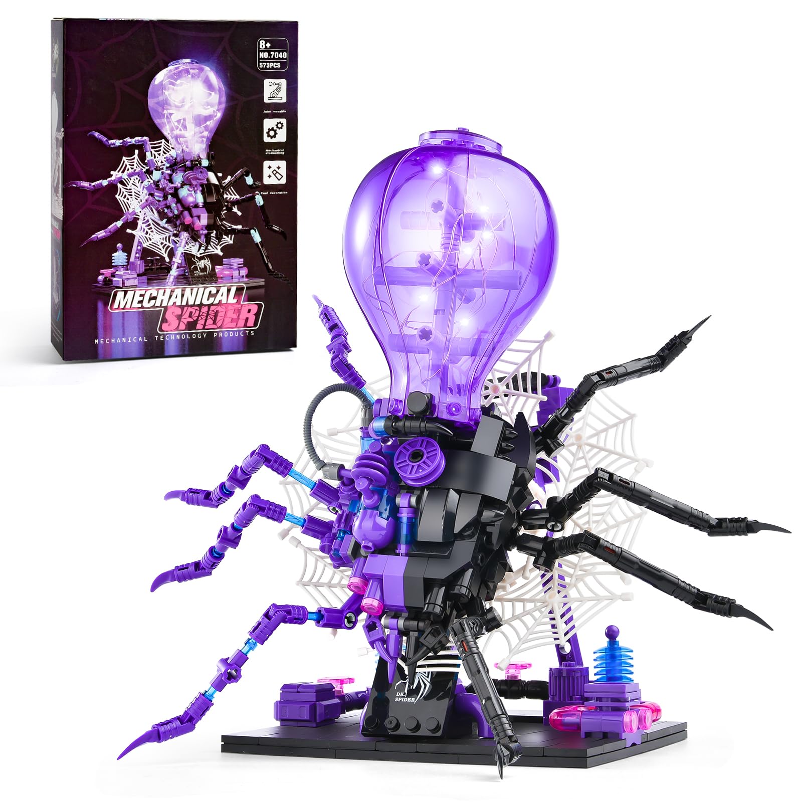 SATHIBI Mechanical Spider Building Set for mature-themed Building Toy with LED Light Play and Display Model Birthday Idea for Kids Boys Girls 8+ (573PCS)