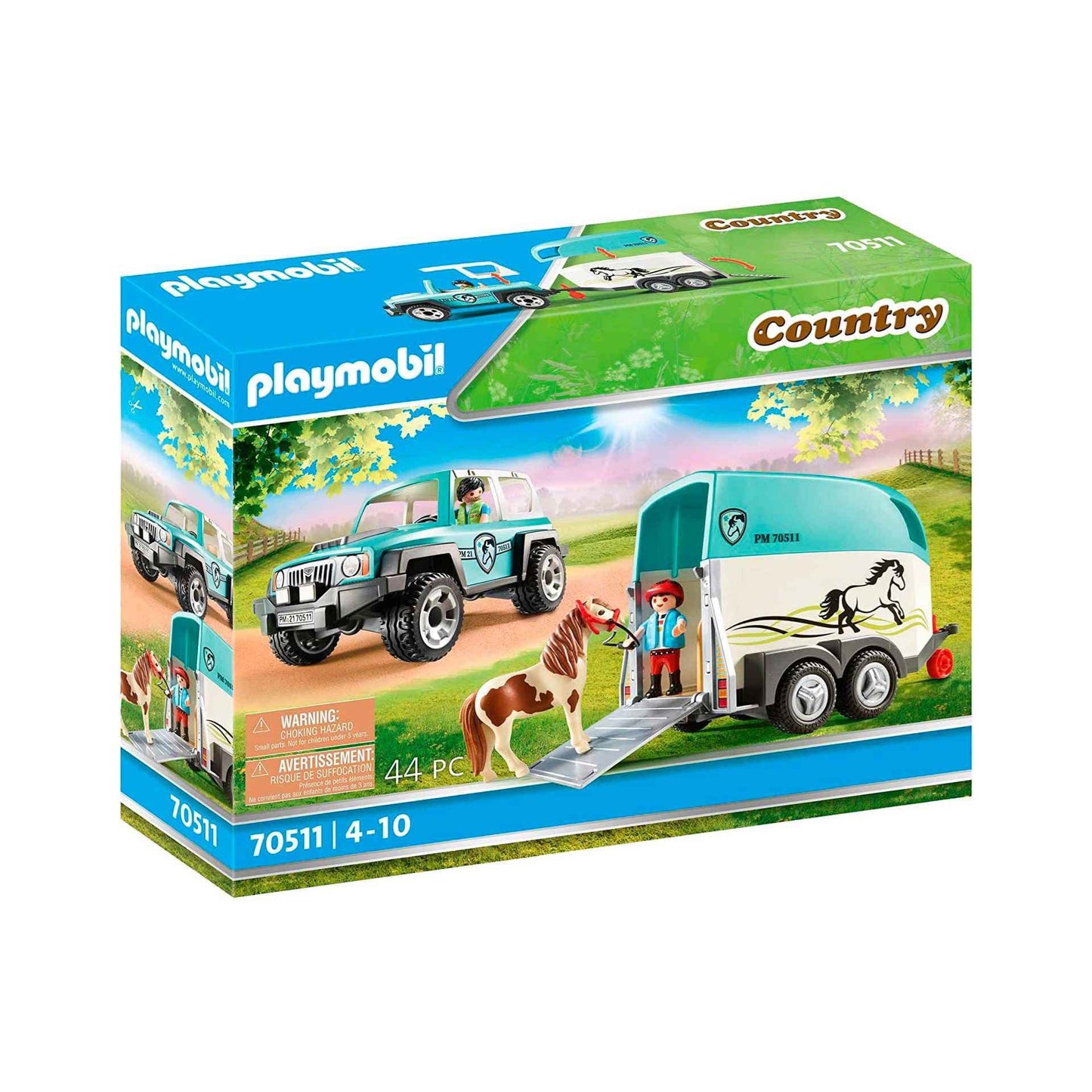 Playmobil Car with Pony Trailer - Red - Model 70511 - Plastic Material - Fun for Kids