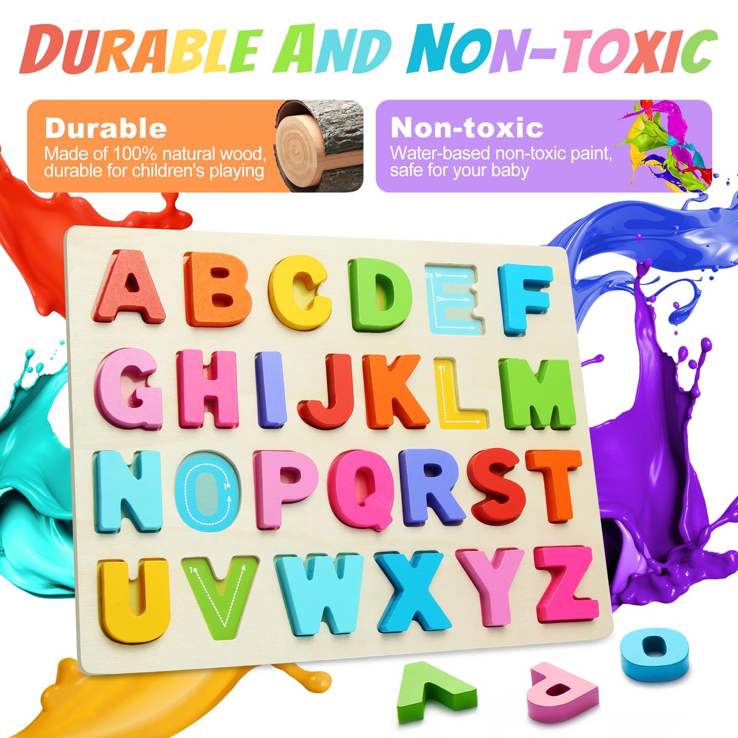 Wooden Puzzles for Toddlers  ABC Alphabet Puzzle  Learning Toys  Preschool Learning Activities  Preschool Educational Toddler Puzzle for Gift Set