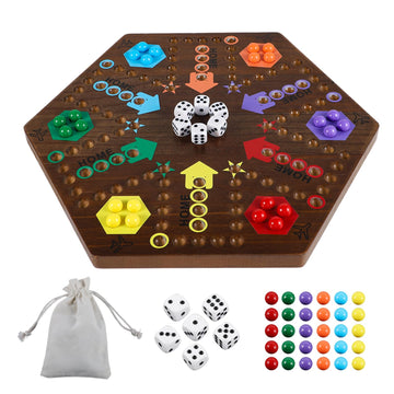 Medikaison Wahoo Marble Board Game 4 And 6 Players 2 Sided Painted Thicken Wood Aggravation Board Game For Family Friends Party