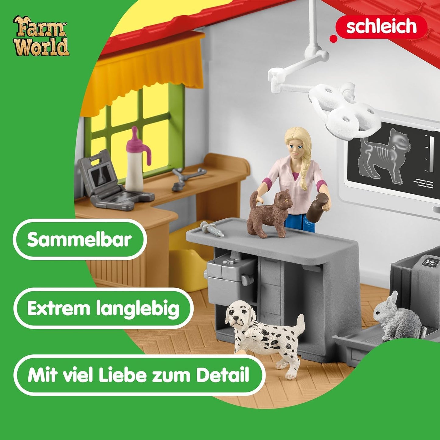 Schleich Veterinarian Kit - 43-Piece Playset with Vet Doll, Exam Table & Accessories, Multi, PVC, Model 42502, for Kids Ages 3+