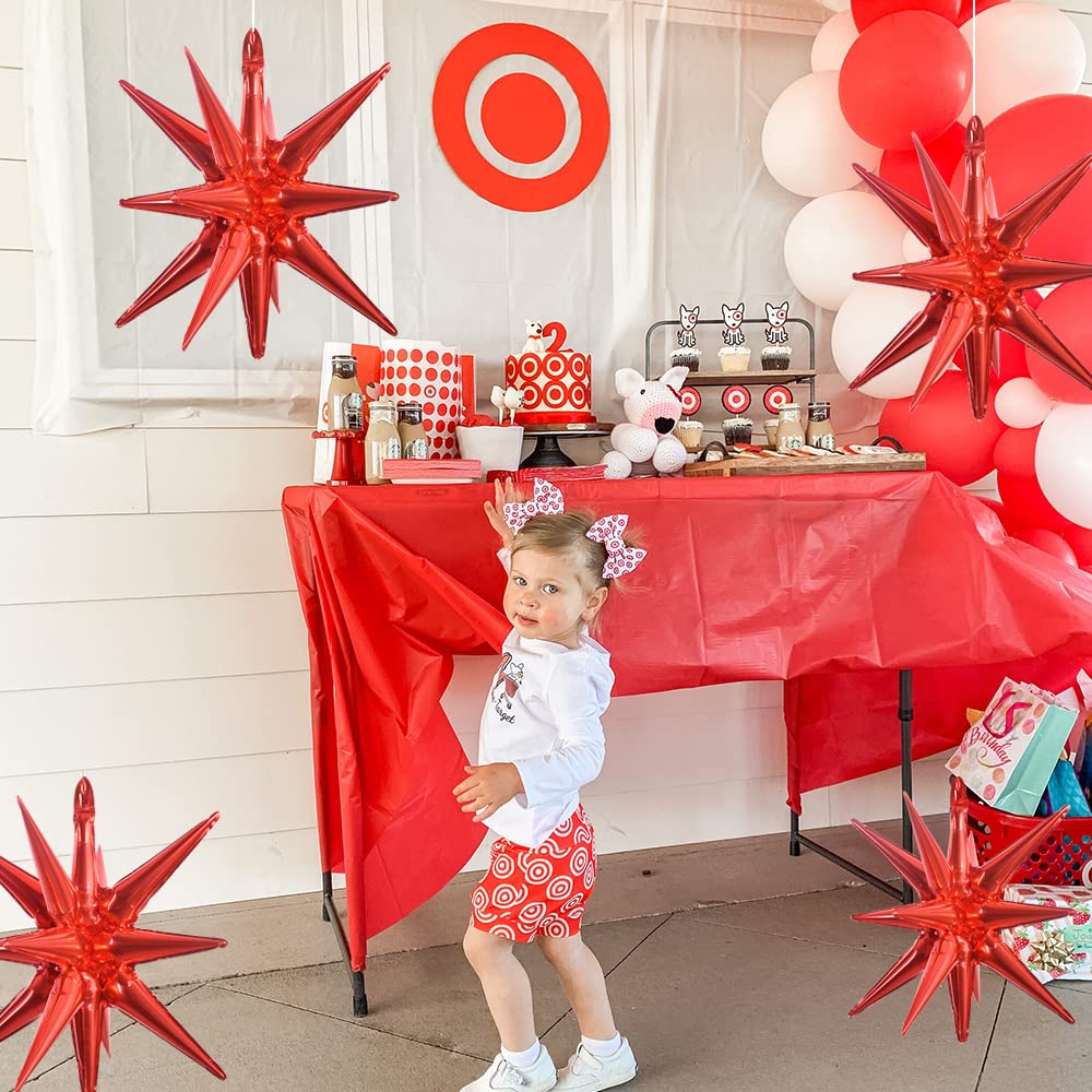 Toniful 4 Pcs 22Inch 4D Huge Red Star Balloons Explosion Star Mylar Foil Balloons For Party Supplies Backdrop Christmas,New Year