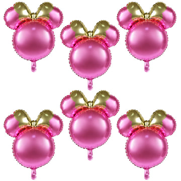 6 Pcs Mouse Head Balloons, 24'' Mouse Mylar Balloon Jumbo Mouse Head Aluminum Foil Balloons For Birthday Party Decorations Baby Shower Supplies Party Favors