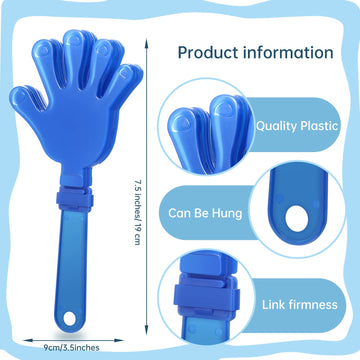 Zcysrlqin 24 Pcs Royal Blue Hand Clappers 7.5 Inch Clappers Noisemakers Noise Makers Party Favors Plastic Clapper Sporting Event