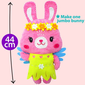 KRAFUN Big Jumbo Bunny Animal Sewing Kit for Kids Beginner My First Art & Craft, Make 1 Stuffed Doll with 2 Costumes, Instructio