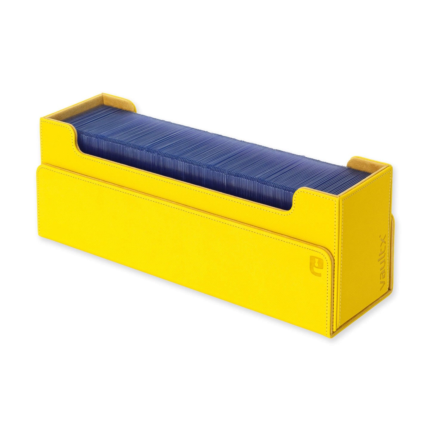 Vault X Exo-Tec Card Box 450+ Storage With Detachable Magnetic Lid, Dividers & Foam Fillers To Organize Deck Boxes, Toploaders, Tcg/Ccg & Sports Cards (Yellow)
