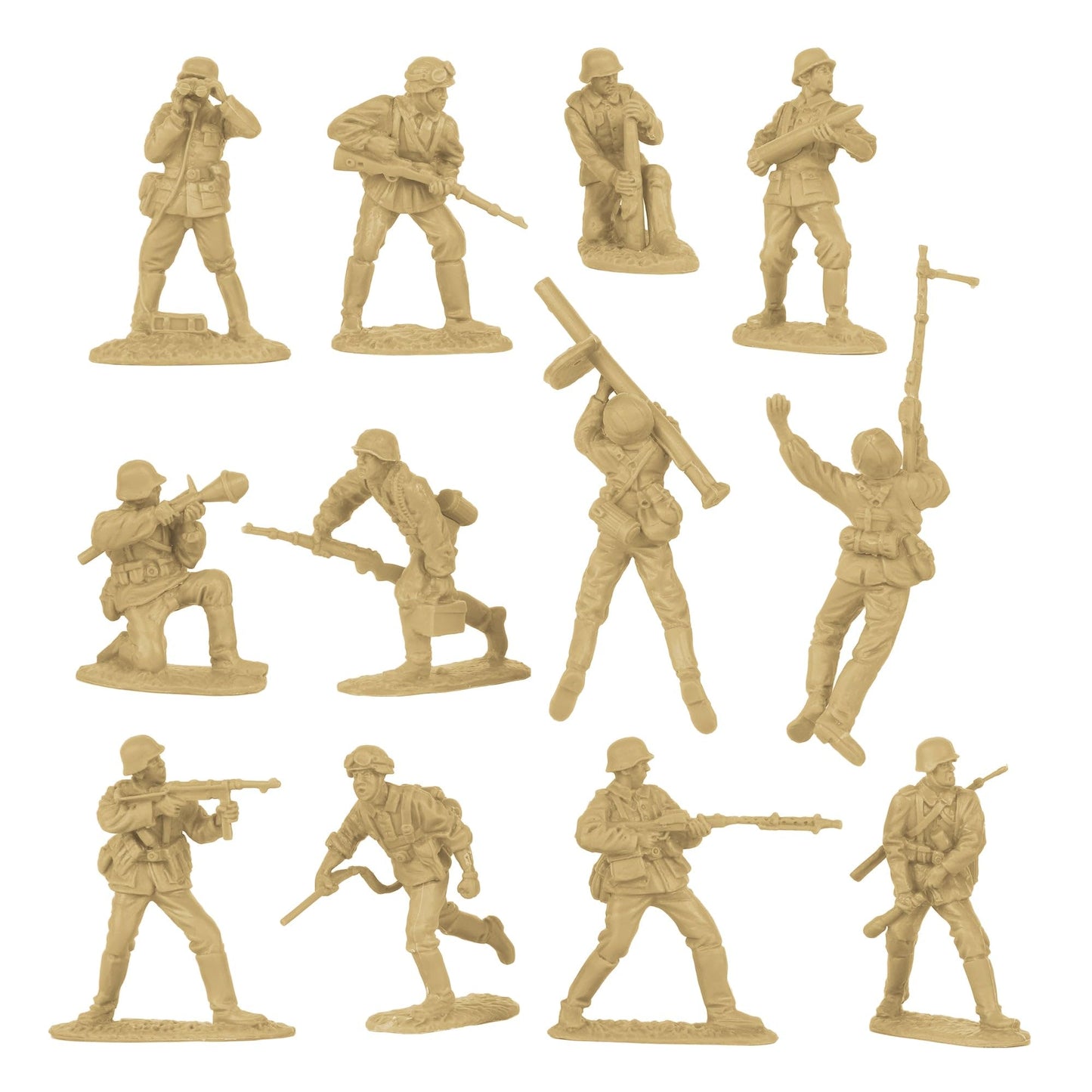 Bmc Cts Ww2 German Assault & Medics Plastic Army Men - 24Pc Tan Soldier Figures