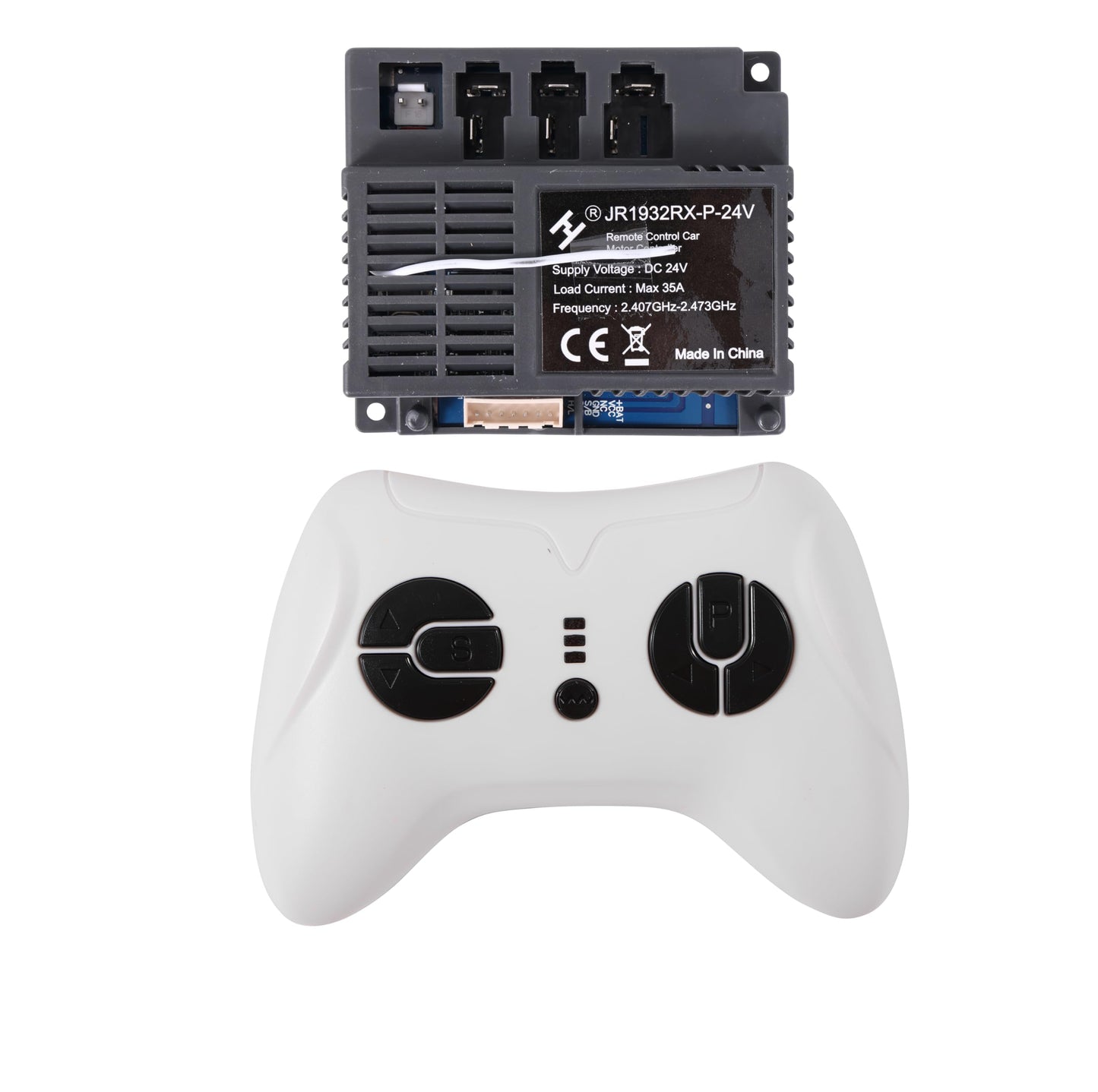 Ride On Car 2.4G Bluetooth Remote Control and JR1932RX-P-24V Receiver Control Box Motherboard Kit for Electric Ride On Car