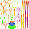 Lenwen 16 Pcs Giant Bubble Wands Kit Big Maker Toy Large Gigantic Bubble Wands with Refill and Tray for Summer School Birthday Outdoor Playtime Fun Activity Party Favors(Assorted)