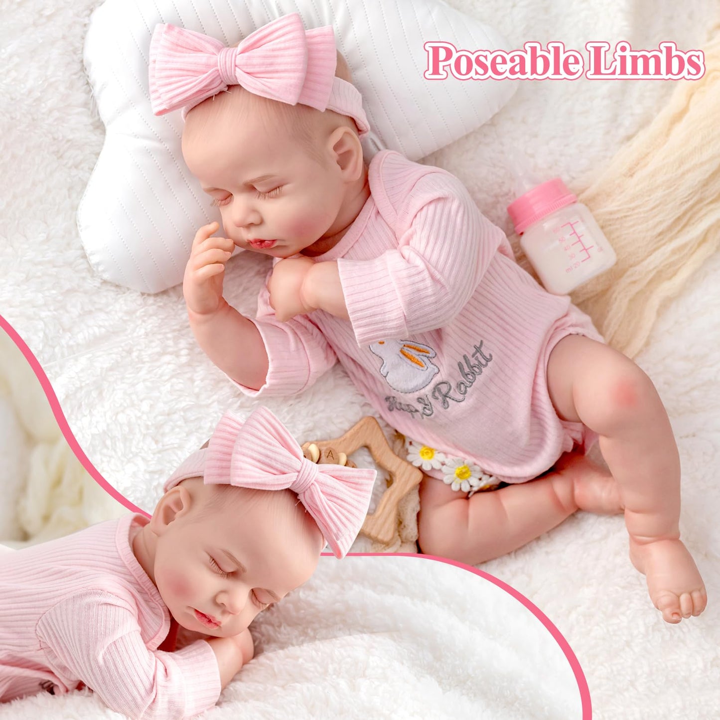 Spicimomo Realistic Reborn Baby Dolls, 18-Inch Lifelike Newborn Girl Doll With Feeding Toy Set, Gift For Kids 3+