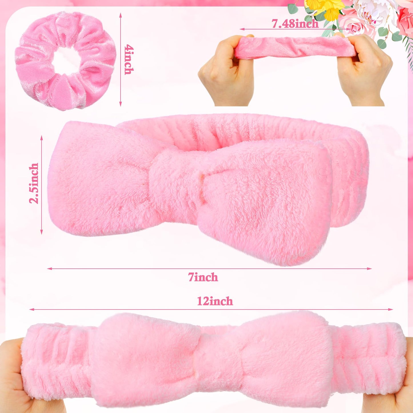 Wavwavw 24 Pcs Sleepover Party Favors Include 12 Bride Bridesmaid Spa Headband 12 Bridesmaid Bride Velvet Scrunchies for Women S