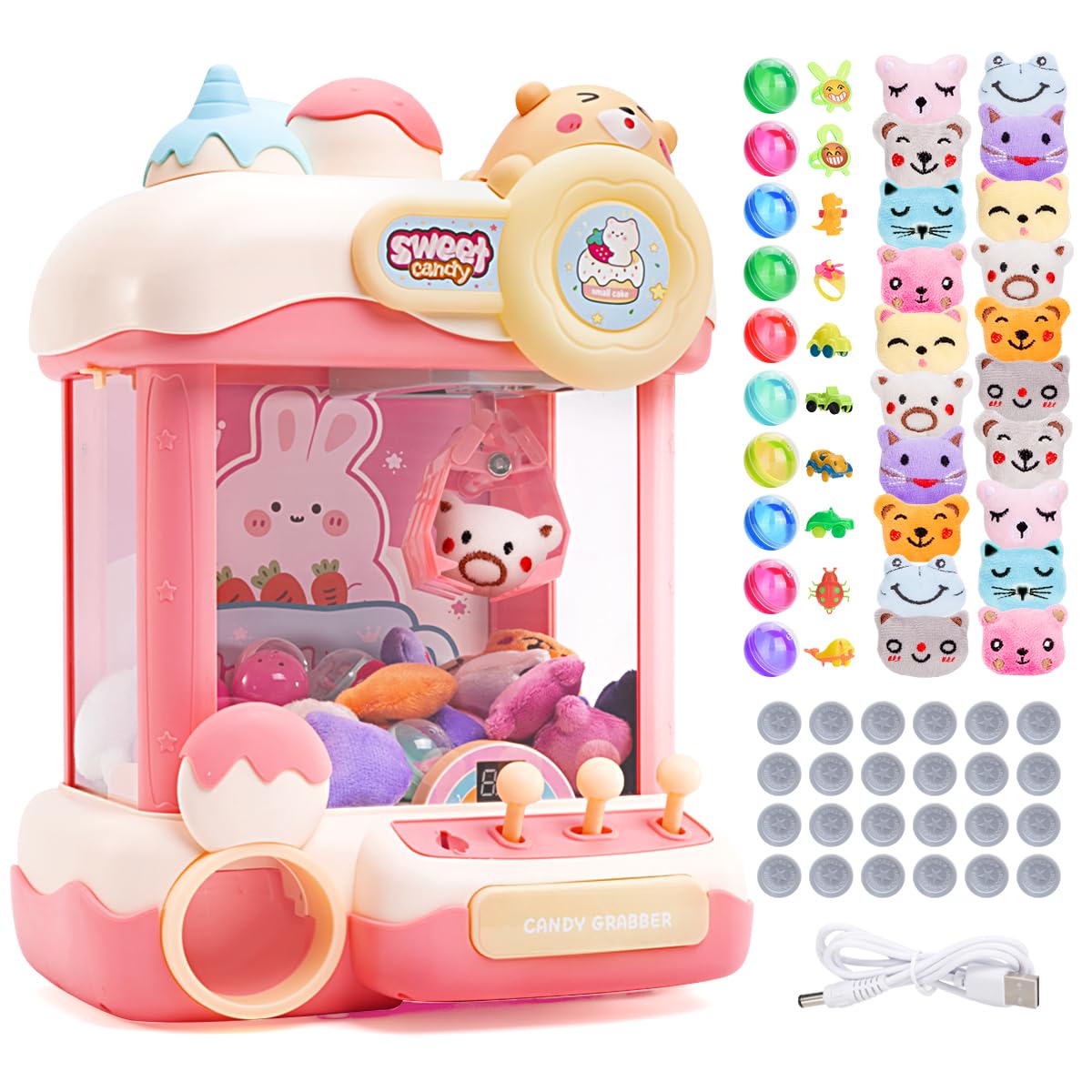 Meland Mini Claw Machine for Kids - Vending Machine Toys with Sound, Girls Toys Birthday Gift for Girls Age 3+