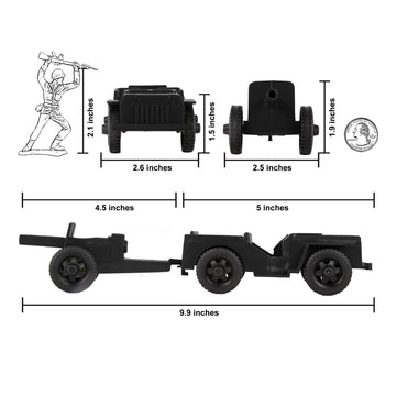Timmee Combat Patrol Willys & Artillery - Black 4Pc Playset Usa Made