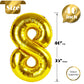 Gold Number 8 Balloon 40 Inch, 8 Balloon Number, 8Th Birthday Decorations, Gold Party Supplies For Boys Girls
