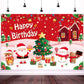 LDWLYW Christmas Birthday Backdrop Happy Birthday Christmas Banner Backdrop for Girls Kids Red Christmas Birthday Party Decorati
