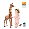 BRINJOY Giant Giraffe Stuffed Animal, 47" Plush Toy with Bird, Basket & Leaves, Multi Color, Soft Polyester for Kids