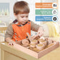 Montessori Sensory Bin Tools Toy With Wooden Box For Toddlers, Pretend Play Dish Toys Wooden Bowls Scoop Tongs Transfer Work Pouring Set, Kids Fine Motor Skills Development