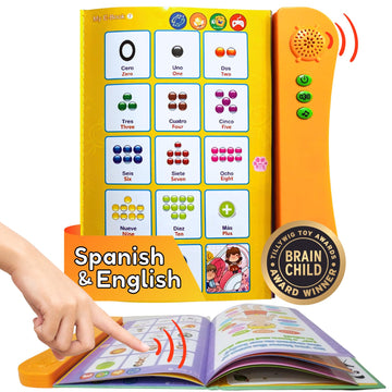 Zeenkind Spanish & English Talking Learning Book For Kids 2 3 4 5 6 Years Old, Interactive Audio Sound Books, Toddler Educational Toy To Learn Spanish, Electronic Bilingual Toys, Juegos Para Niños