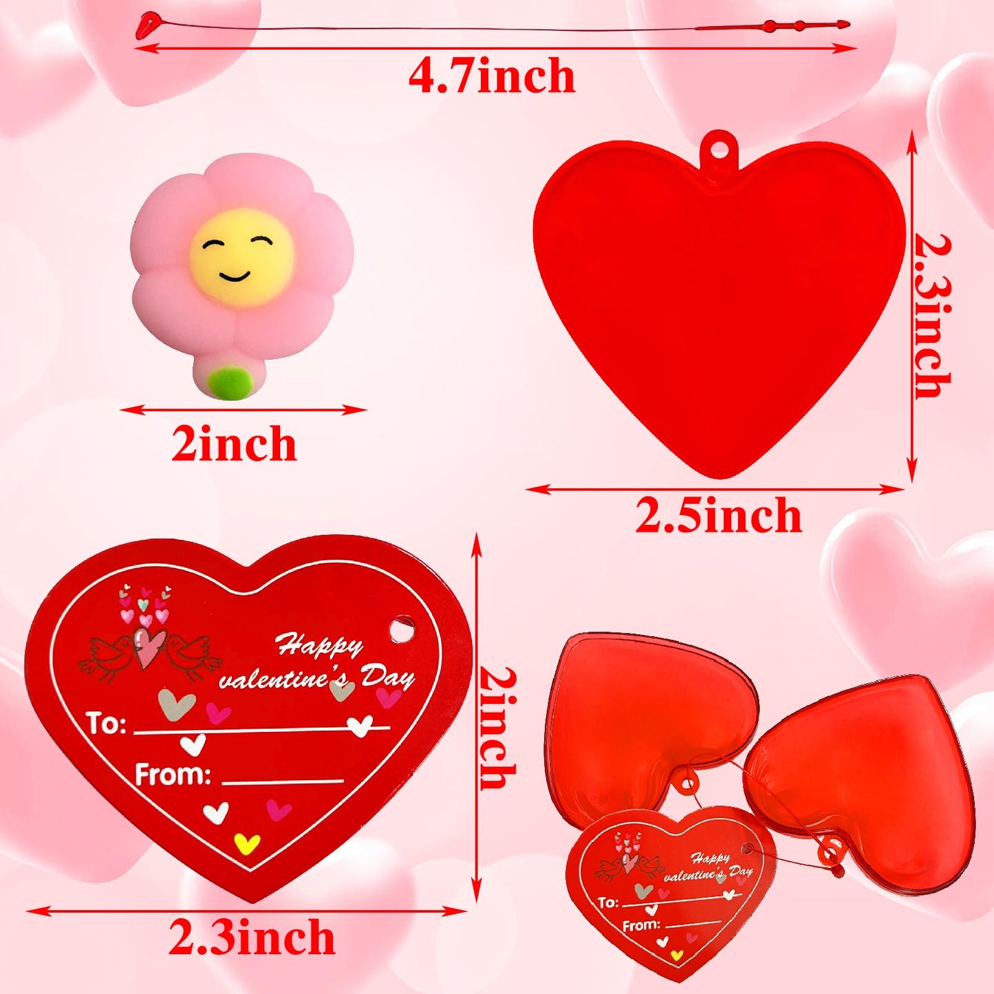 Domkier 28Pcs Valentines Mochi Squishies Toys Set, Squishies Toys Filled Hearts Boxes With Cards Valentines Stress Relief Toys F