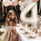 Suwen Cream White 40 Inch Number Balloon 4, Safe Material, Jumbo Birthday Party Decorations For Boy Or Girl Anniversary Supplies
