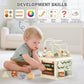 Joyreal Wooden Activity Cube - 11-in-1 Montessori Toy for Toddlers, Small, Neutral Colors, Model MX439, Ideal 1st Birthday Gift