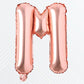 Flyloons Rose Gold Alphabet Letter Foil Balloons for Name M Birthday Decoration Items, Anniversary, Baby Shower, Bachelorette, W