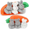 Hide And Seek Plush Bunnies In Carrot Pouch,Easter Bunnies Stuffed Animal With Zipper Pouch,3 Easter Rabbit And Carrot Purse Toy