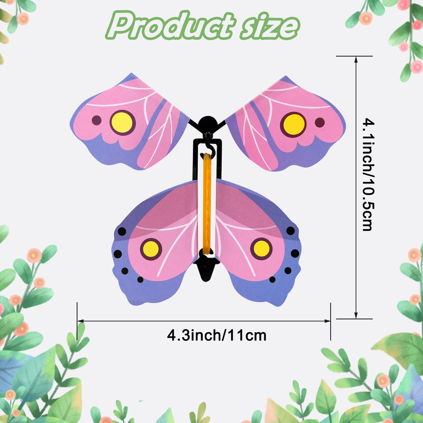 Outee 10 Packs Flying Butterfly Surprise Toys - Assorted Color, Medium Size, Wind-Up Rubber Band Powered Gifts for Kids & Teachers