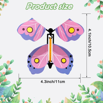Outee 10 Packs Flying Butterfly Surprise Toys - Assorted Color, Medium Size, Wind-Up Rubber Band Powered Gifts for Kids & Teachers