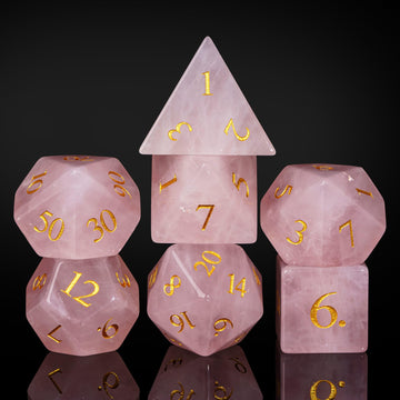 UDIXI Stone Dice Set D&D 7PCS Gemstone Dice Polyhedral DND Dice with Gift Case for Dungeons and Dragons Role Playing Games(Rose 
