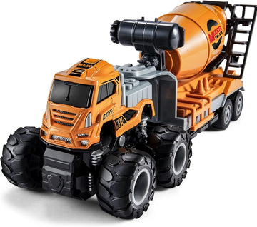 Funblast Cement Mixer Truck Toy For Kids - 1:43 Scale Model Die-Cast 4 X 4 Drive Pull Back Friction Power Truck Toys, Pull Back 
