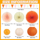 15Pcs Autumn Pink and Orange Party Decorations, Hanging Orange Paper Lanterns Honeycomb Paper Fans Triangle Flag Banner for Girl
