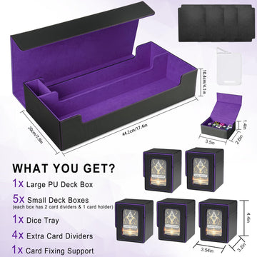 Card Deck Box For Mtg Commander, Large 6 In 1 Card Storage Display Case With 5Pcs Tcg Deck Boxes & Dice Tray, Holds 2400+ Unslee