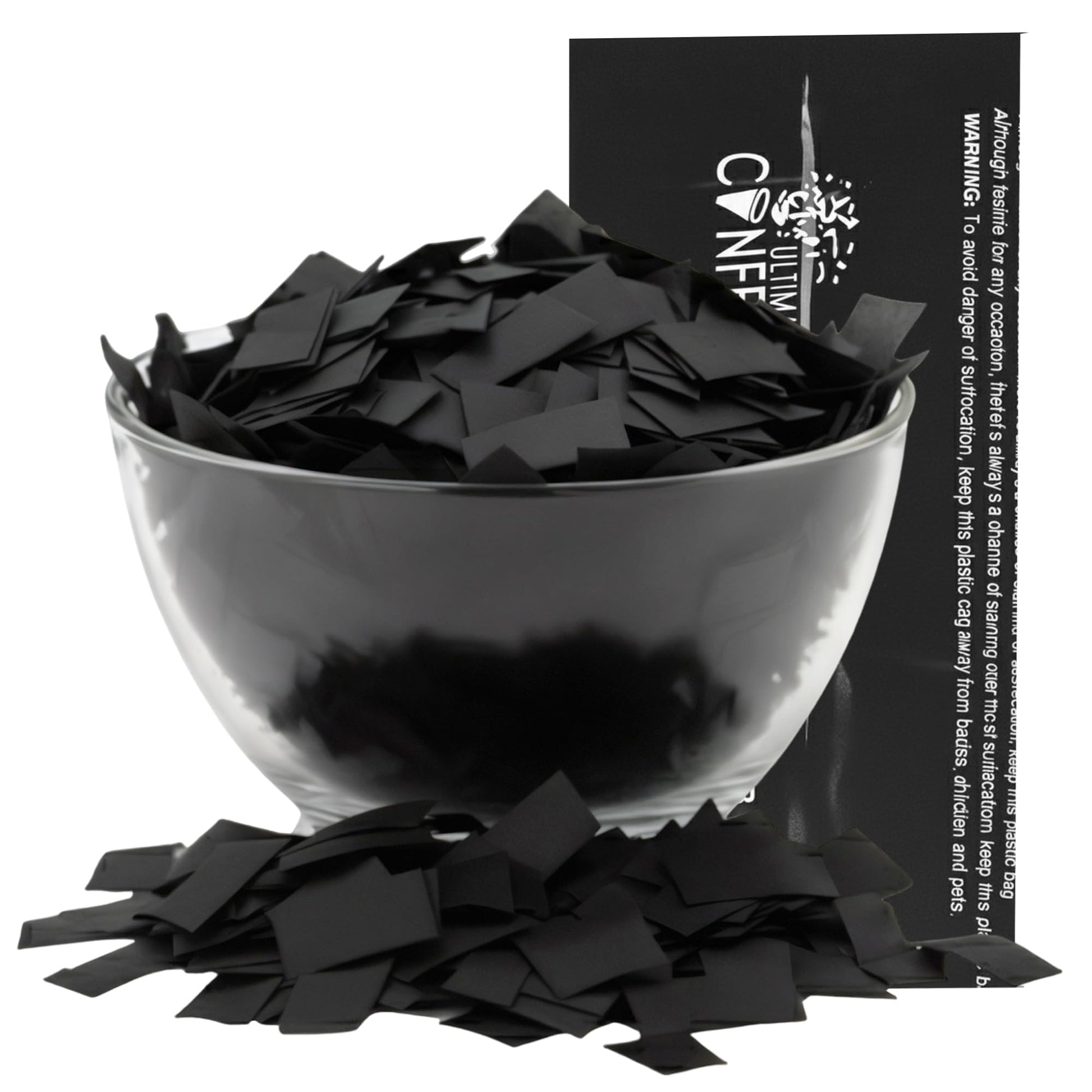 Ultimate Confetti, Rectangular Black Biodegradable Confetti - Fluttering Tissue Paper Confetti for Cannon and Launcher use - Bes