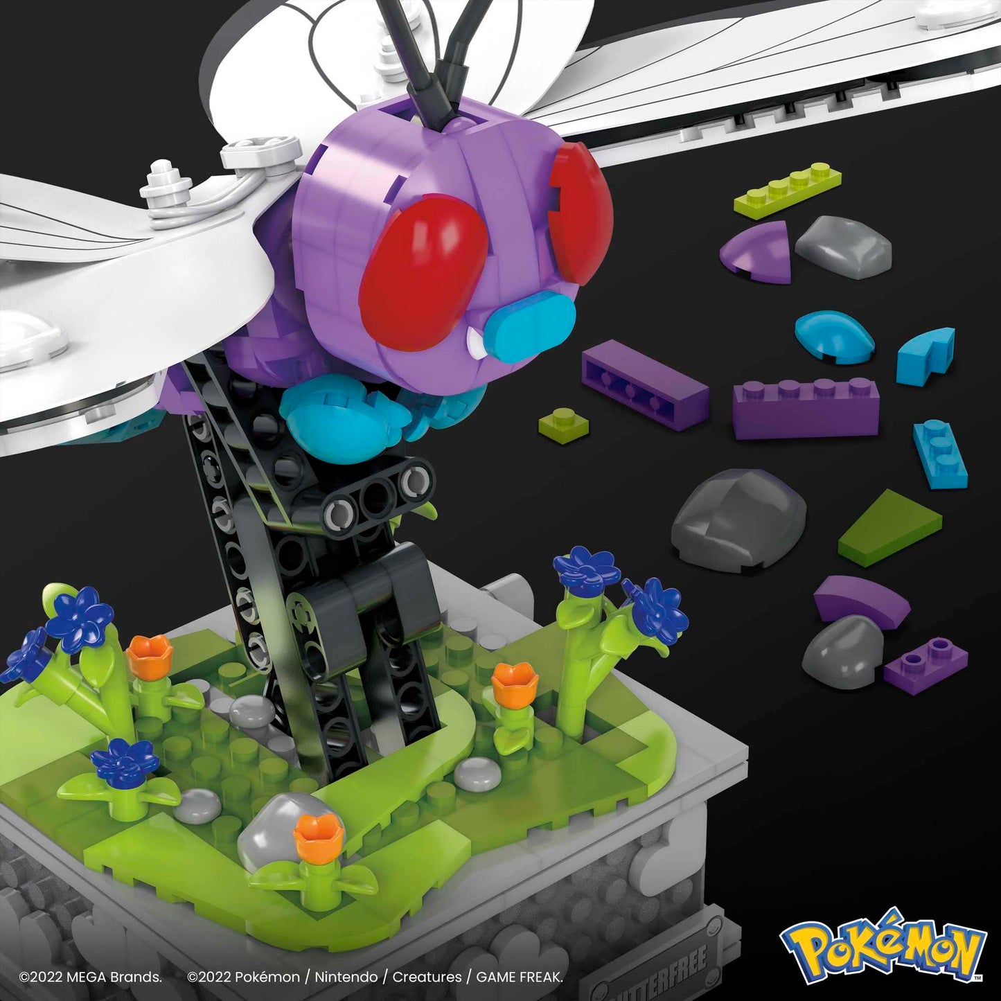 MEGA Pok?mon Building Toys  Motion Butterfree Collectible with Mechanized Movement and Display Case for mature-themed Builders and Collectors