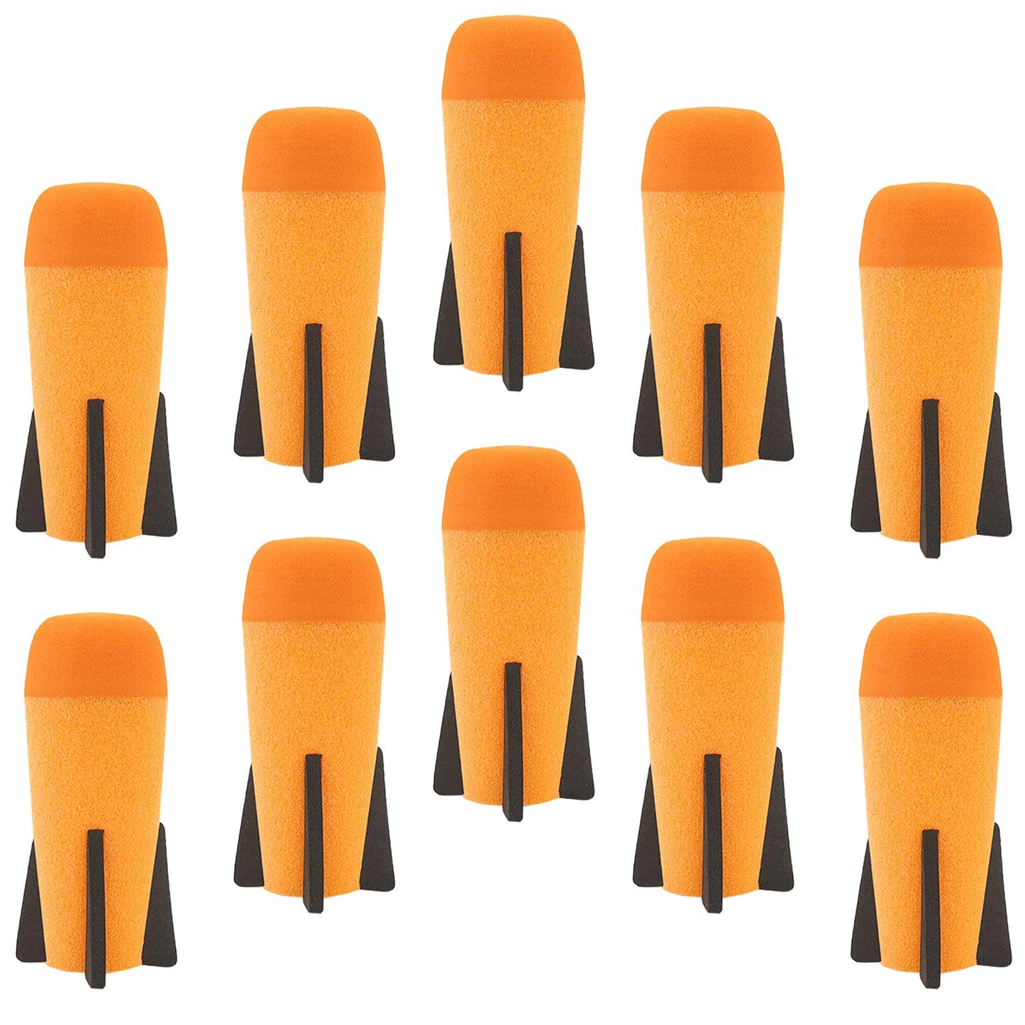 EKIND 10-Pack Mega Missile Refill for Toy Rocket Launcher  Foam  Compatible for Nerf N-Strike advanced Series (Orange)