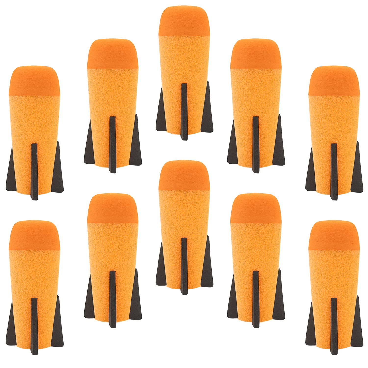 EKIND 10-Pack Mega Missile Refill for Toy Rocket Launcher  Foam  Compatible for Nerf N-Strike advanced Series (Orange)