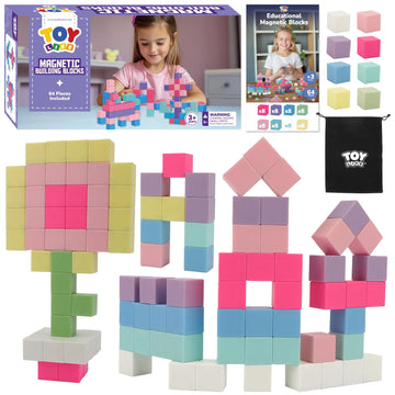 TOY Life 64 Pcs Magnetic Blocks for Kids Ages 3-5, Magnet Building Blocks for Toddlers, Magnetic Blocks for Kids Ages 4-8 Girls