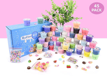 ZHNEHAOKAN Mini Butter Slime Kit, 45 Pack Scented Slime, Non-Sticky DIY Putty Toys for Kids, Christmas Party Favor