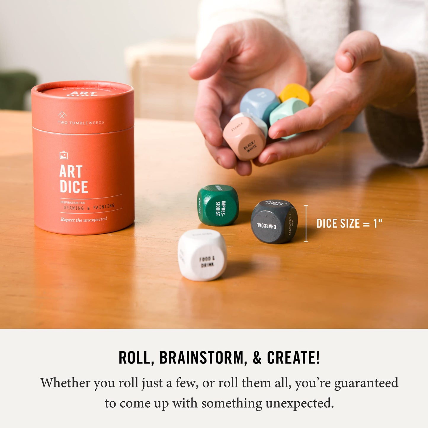 Two Tumbleweeds Art Dice - Drawing & Painting Game For Adults, Artists & Teachers - Set Of 9 Dice For Creative Inspiration In The Studio And Classroom - Gift For Artist - 1+ Players