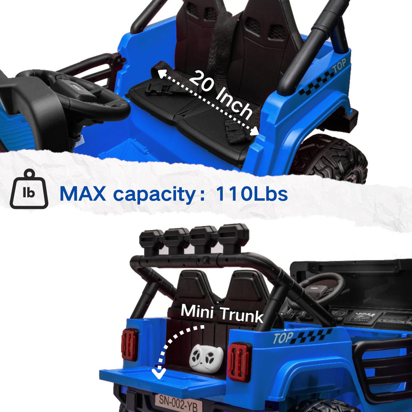 NEWQIDA 24V Ride on Toys for Big Kids Battery Powered Electric Vehicles 2 Seater Electric Car with Remote Control 4x4 Ride on Tr