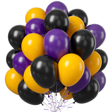 Balloons Purple Black Yellow, Purple Yellow Black Birthday Balloons, 50Pcs Latex Balloons For Birthday Decoration Wedding Baby S