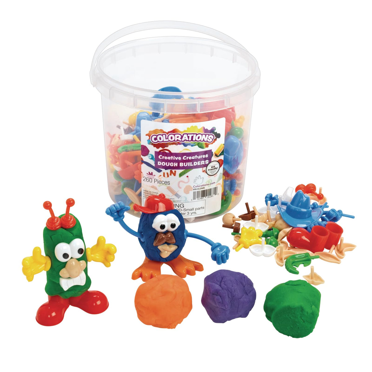 Colorations  BUILDME Creative Creatures Dough Builders (Includes 260 pieces)  Dough & Molding Clay Accessories for Kids  Scre