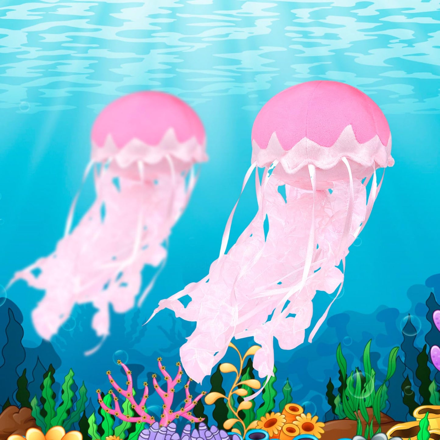 Double Bread Jellyfish Plush Toy, Cute Pink Stuffed Animal for Kids, Birthday Room Decor, Sea Animal Gift