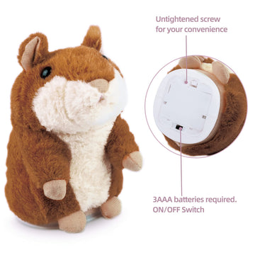 Homily Talking Hamster, Repeats What You Say Plush Animal Toy Electronic Hamster Mouse For Boys, Girls & Baby Gift