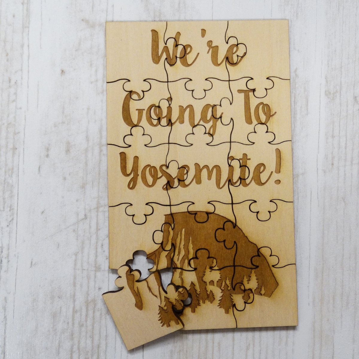 We'Re Going To Yosemite 15 Piece Basswood Jigsaw Puzzle, Surprise Vacation Reveal