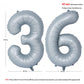 40 In Matte Gray Number Balloons Helium Foil Mylar Balloon Birthday Party Banquet Decoration 36