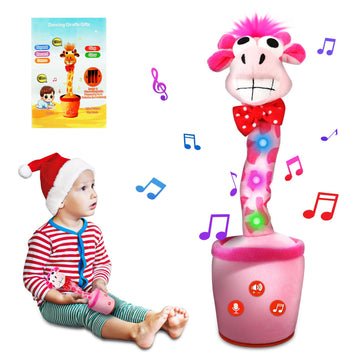 Tworiver Giraffe Gifts Dancing Talking Giraffe Toy,Repeating Singing Recording Mimicking Baby Girl Gifts,Electronic Sensory Stocking Stuffers For Babies Toys First Bithday Gifts For Girls Toys Pink